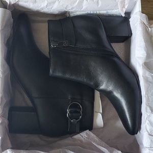 Black leather booties